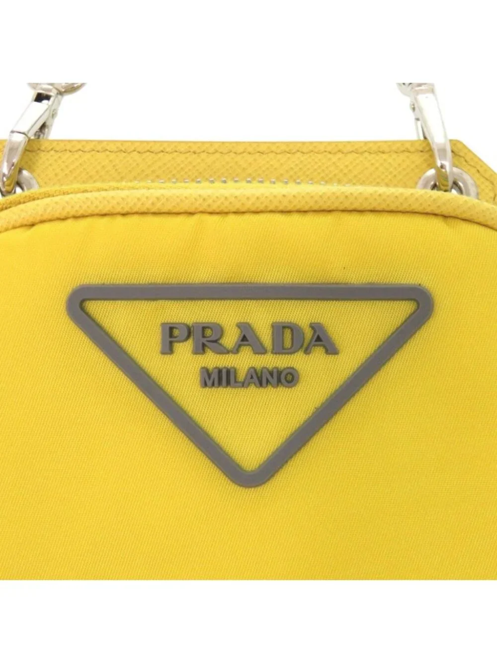 Prada Triangle Nylon Leather Yellow Phone Case Shoulder Pouch